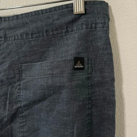 Prana Sutra Drawstring Pants Gray Woven Hemp Blend Yoga Outdoor Lightweight-XS